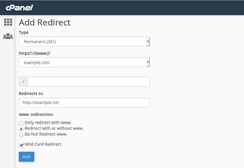 Setting up a wildcard redirect.