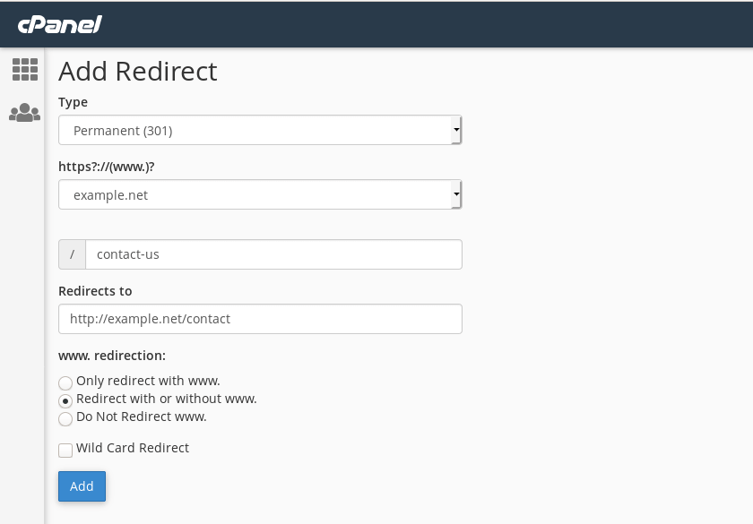 Setting up a redirect for an individual page.