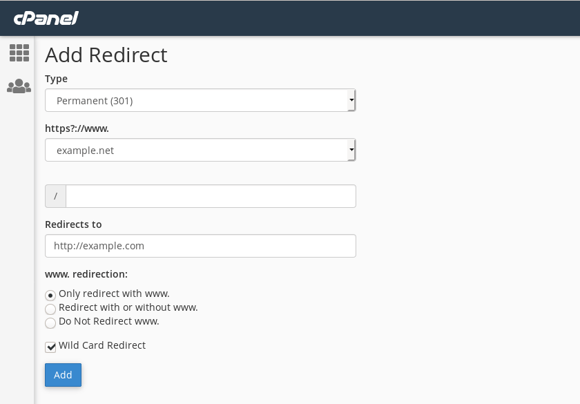 Setting up a redirect to the non-www version of a domain.