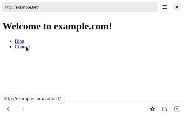 An image of my example.com website. Because I added example.net as an alias I can visit the website via the alias.