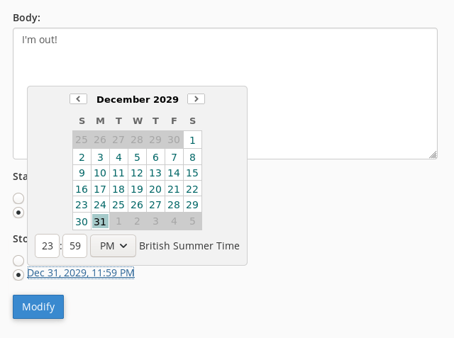 You can enter a date by selecting it from a pop-up calendar.