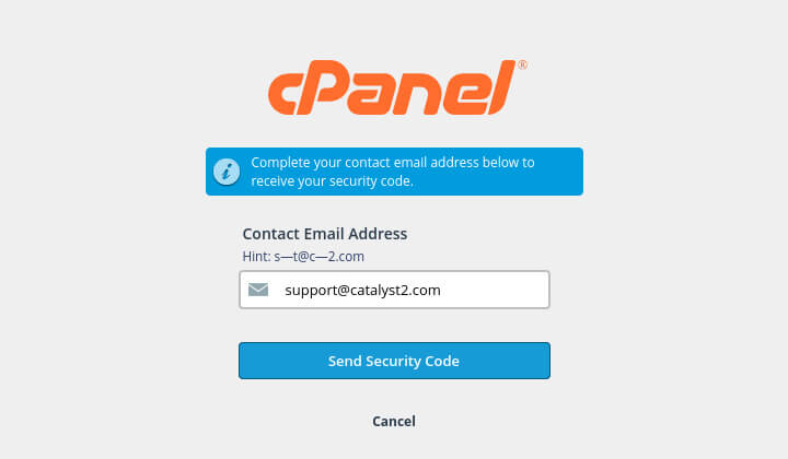 After you enter your cPanel username you need to enter your email address.